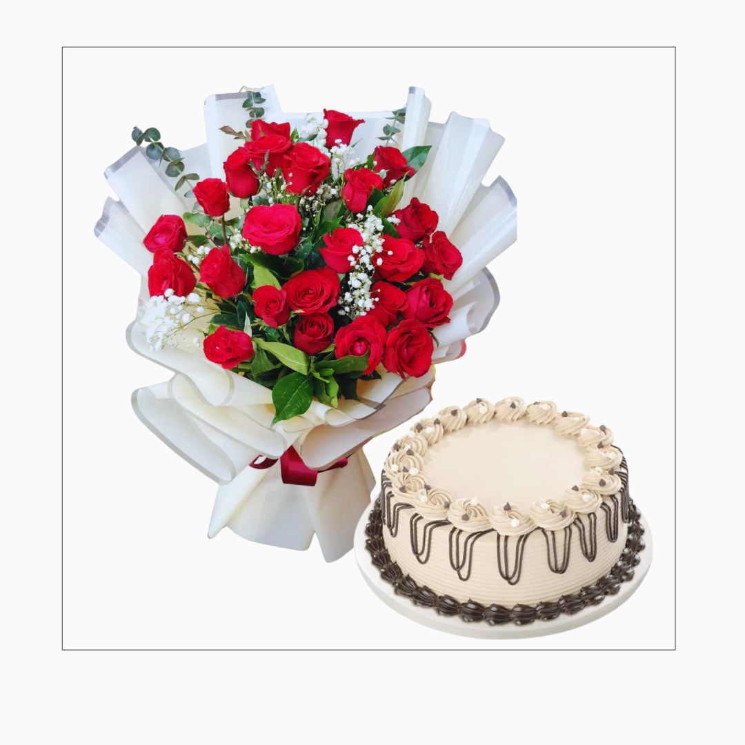 Mixed flowers with cake (Code23)