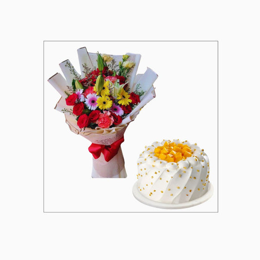 Mixed flowers with cake (Code4)