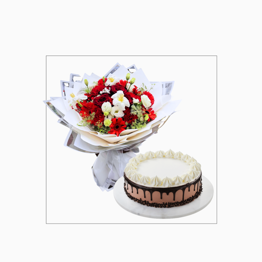 Mixed flowers with cake (Code7)