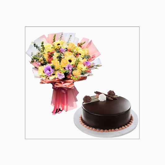 Mixed flowers with cake (Code9)