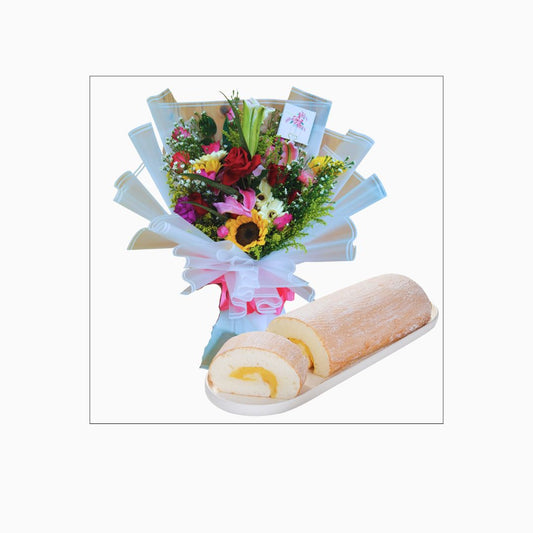 Mixed flowers with cake (Code11)