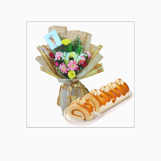 Mixed flowers with cake (Code12)