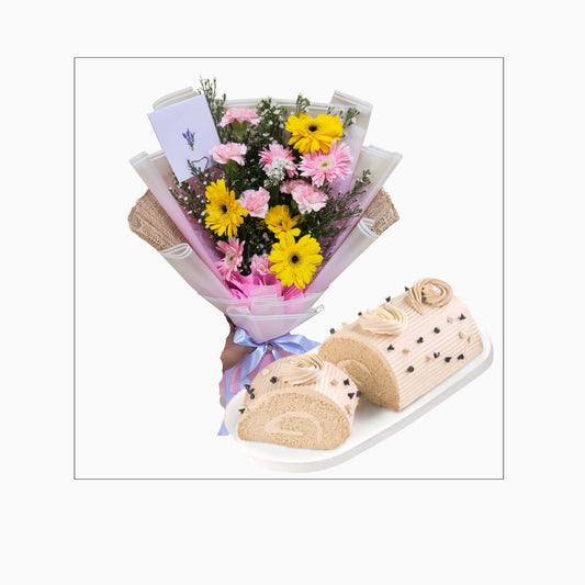 Mixed flowers with cake (Code13)