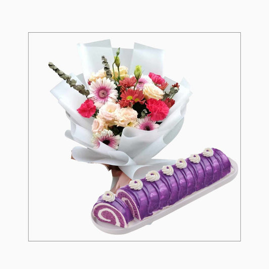 Mixed flowers with cake (Code15)