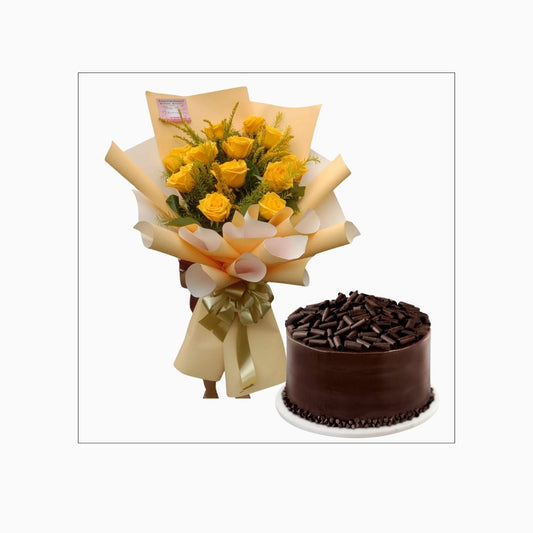 Mixed flowers with cake (Code17)