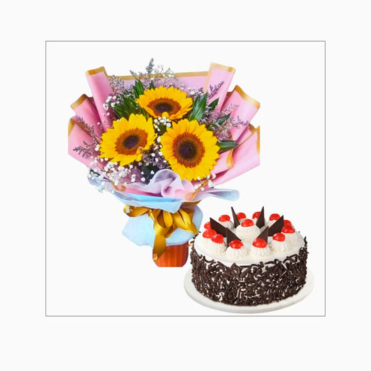 Mixed flowers with cake (Code19)