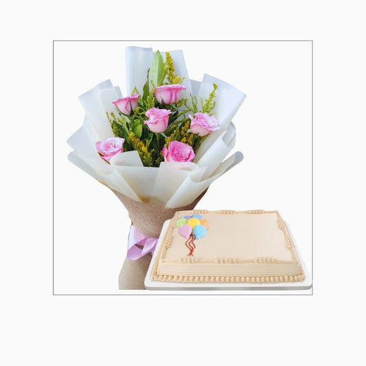 Mixed flowers with cake (Code21)